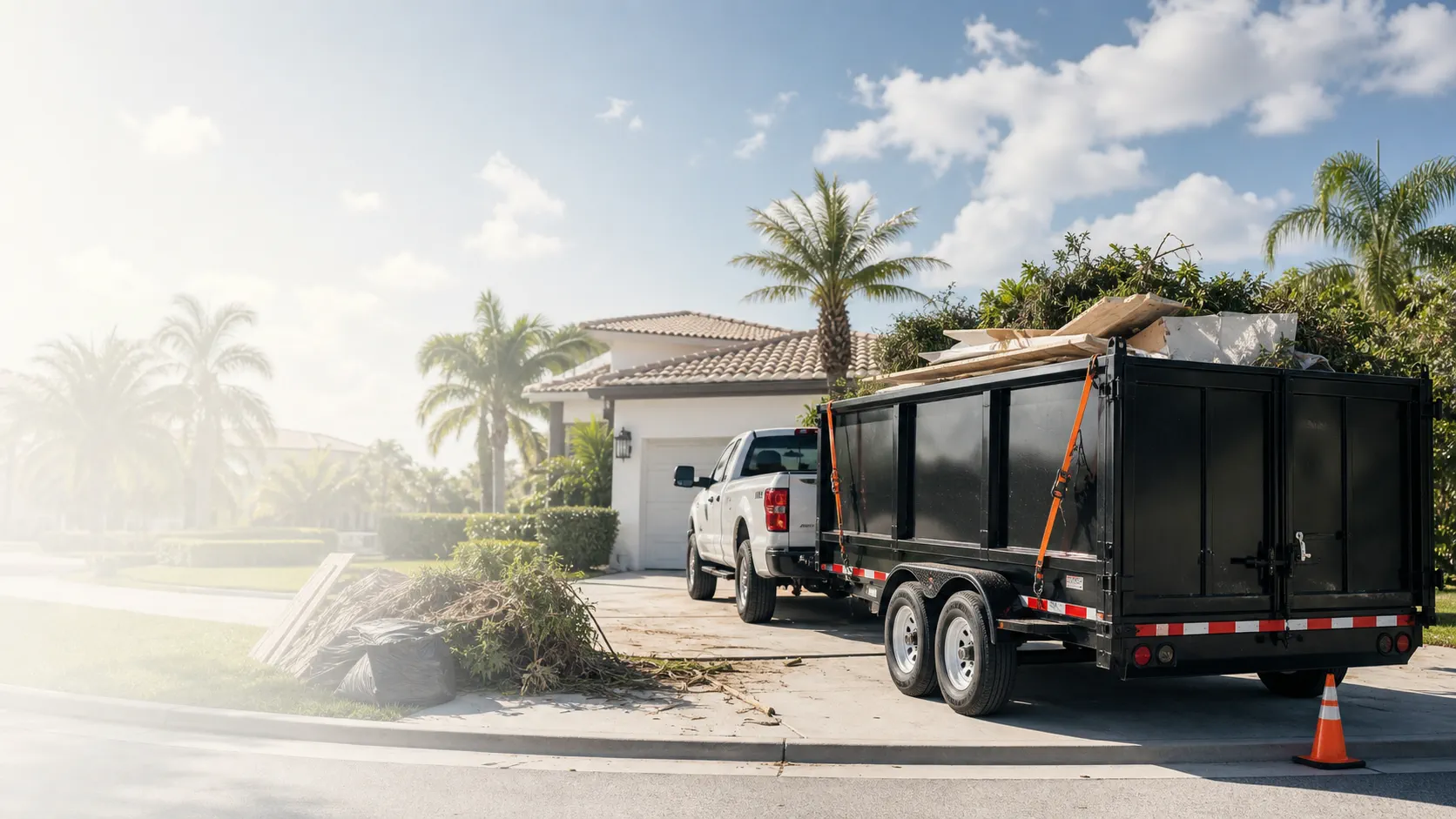 Dump trailer ready for debris cleanup
